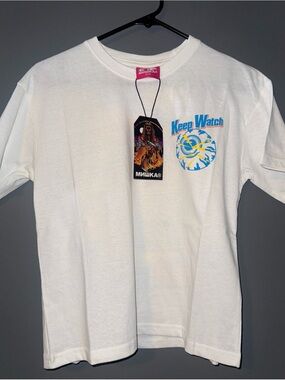 Mishka White 'Keep Watch' Graphic Kids Tee with Blue & Yellow Print